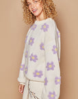 POL Daisy Pattern Drop Shoulder Sweater