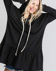 Jade By Jane Black Girly Peplum Hoodie Tunic