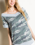 e Luna French Terry Camouflage Print Top