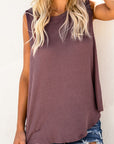 Waffle Knit Round Neck Tank - Online Only