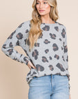 BOMBOM Leopard Drop Shoulder T-Shirt