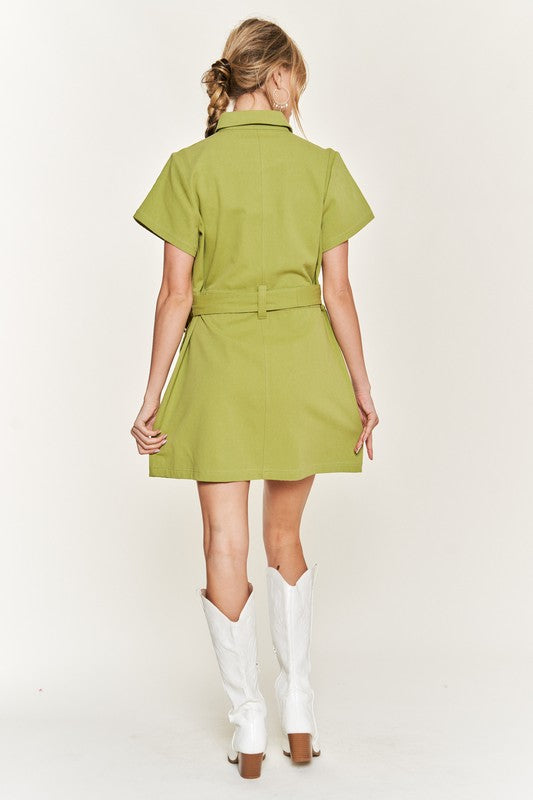 Jade by Jane Belted Cotton Short Dress