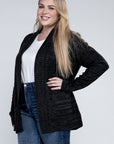 Plus Solid Open Front Cardigan