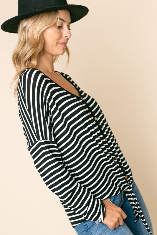 e Luna Striped Button Down Top