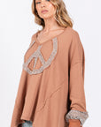 SAGE + FIG Peace Sign Mineral Wash Terry Top