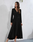 Women's V Neck Long Sleeve Maxi Dress