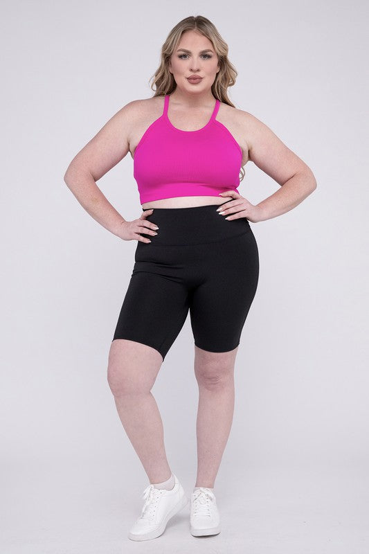 ZENANA Plus Athletic High Rise Biker Shorts