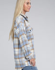 Plaid Shacket Blue & Tan