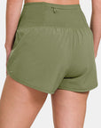 Zenana High-Waisted Zippered Back Pocket Active Shorts