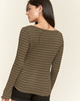 Jade By Jane Round Neck Striped Top