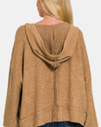 Zenana Brushed Hacci Exposed Seam Hoodie