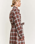 Plus Jade by Jane Plaid Print Collar Long Shirt Dress