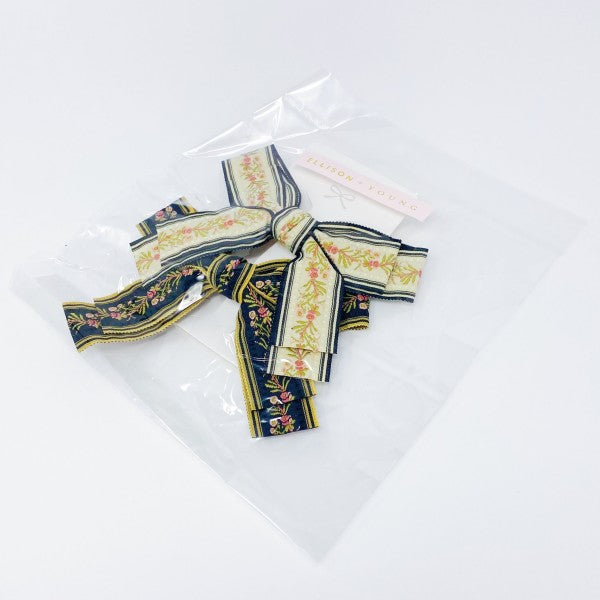Parisian Embroidered Bow Barrette Set