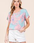 BOMBOM Floral Short Sleeve T-Shirt