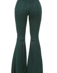 GJG Denim Leopard Bell Bottom Jean in Pine Green