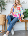 HOPELY Floral Waffle Oversize T-Shirt