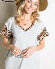 e Luna PLUS Striped Animal Print Mix Top