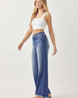 RISEN High Waist Raw Hem Wide Leg Jeans