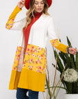 Celeste Full Size Floral Color Block Open Front Cardigan