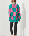 Jade By Jane Checkered Oversized Sweater