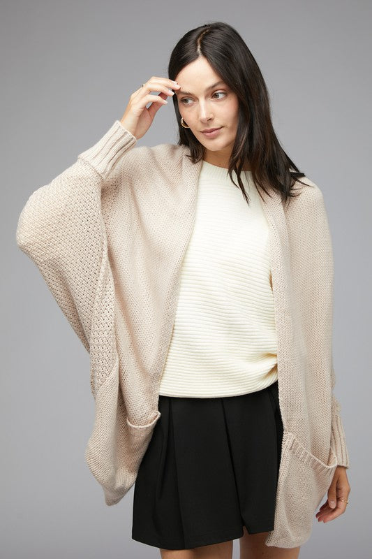 Davi &amp; Dani Patten Knit Dolman Slouch Cardigan - Online Only