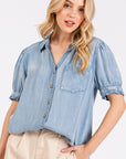 Mittoshop Collared Neck Puff Sleeve Shirt