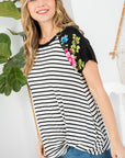 e Luna Floral Striped Mixed Top