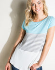 e Luna Rib Striped Solid Block Top