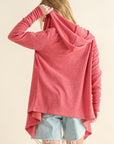 And The Why Full Size Thermal Hooded Open Front Cardigan with Pockets