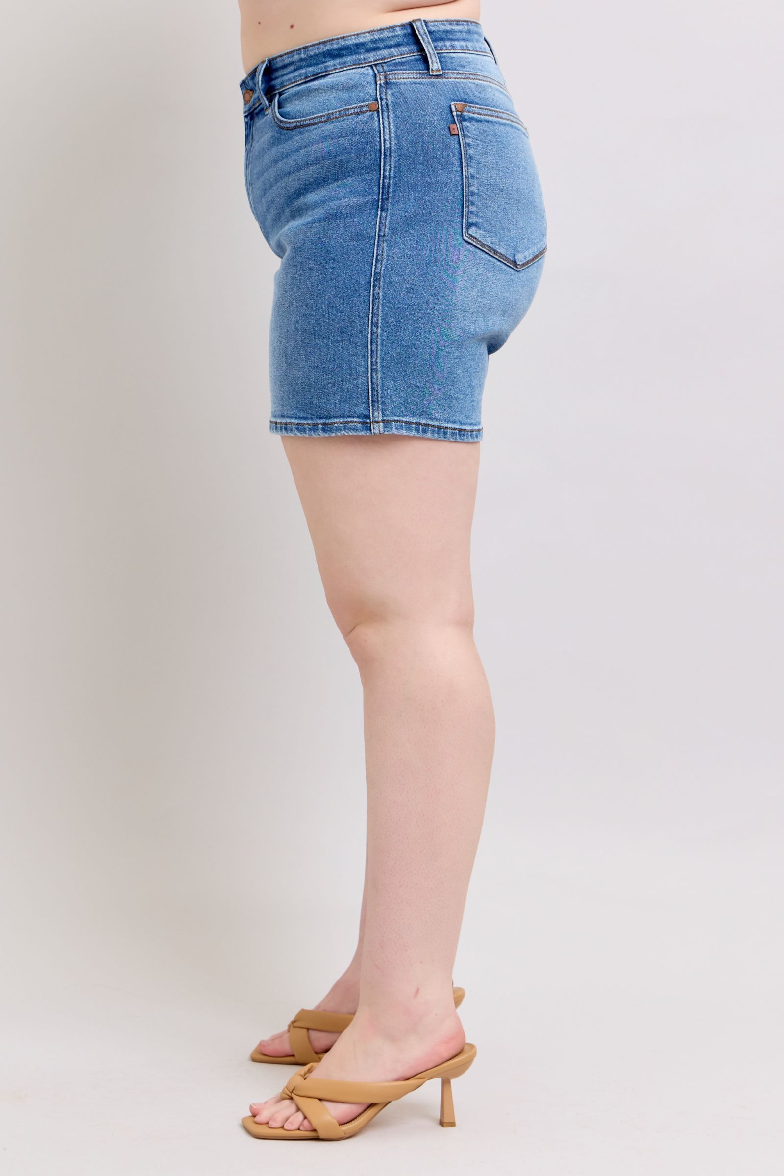 Judy Blue Full Size 2 Button Denim Shorts with Pockets Plus Size