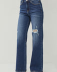 RISEN Full Size High Rise Distressed Wide Leg Jeans