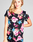 e Luna Floral Print Twist Bottom Tunic Top PLUS