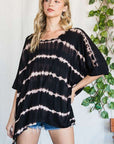 Jade By Jane Striped Tie Dye Round Neck Tunic Plus