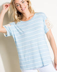 e Luna Striped Lace Patch Boxy Top