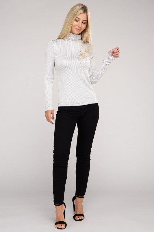 Zenana Ribbed Turtle Neck Long Sleeve Top