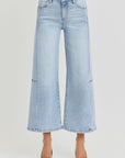 RISEN Full Size High Rise Seamed Detail Wide Leg Crop Jeans