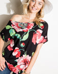 e Luna Floral One Shoulder Boxy Top