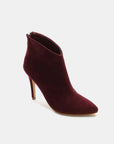 Beast Fashion Suede Stiletto Ankle Booties with Back Zippers