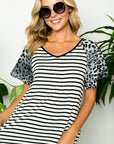 e Luna Striped Animal Flare Sleeve Top