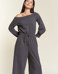 Jade By Jane One Shoulder Terry Jumpsuit PLUS