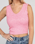 Zenana Ribbed Scoop Neck Cropped Sleeveless Top