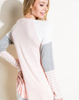 e Luna PLUS Solid Striped Color Blocked Top