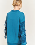 Jade By Jane Silver Studded Fringe Sleeve Top