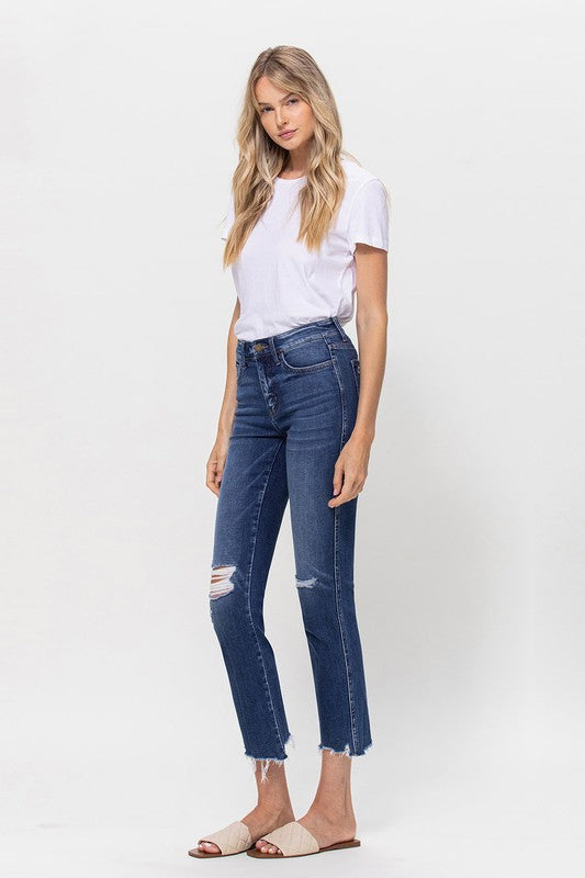 Flying Monkey Mid Rise Crop Slim Straight Medium Wash - Online Only