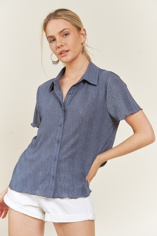 Jade By Jane Textured Button Down Shirt PLUS