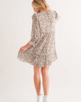 And The Why Leopard Ruffle Hem Woven Mini Dress