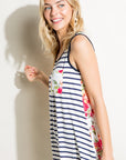 e Luna Striped Floral Mix Tank