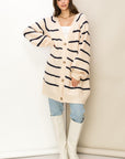 HYFVE Made for Style Oversized Striped Sweater Cardigan