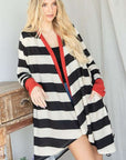 Jade By Jane Open Front Striped Draped Cardigan