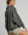 Umgee Johnny Collar Dropped Shoulder Sweatshirt